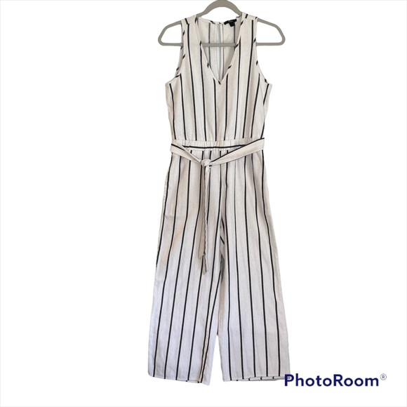 Anthropologie Drew Striped Wide Leg Cropped Jumpsuit Small - Picture 2 of 15